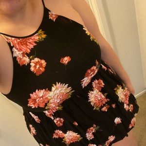 Forever 21 black with floral fit & flare dress